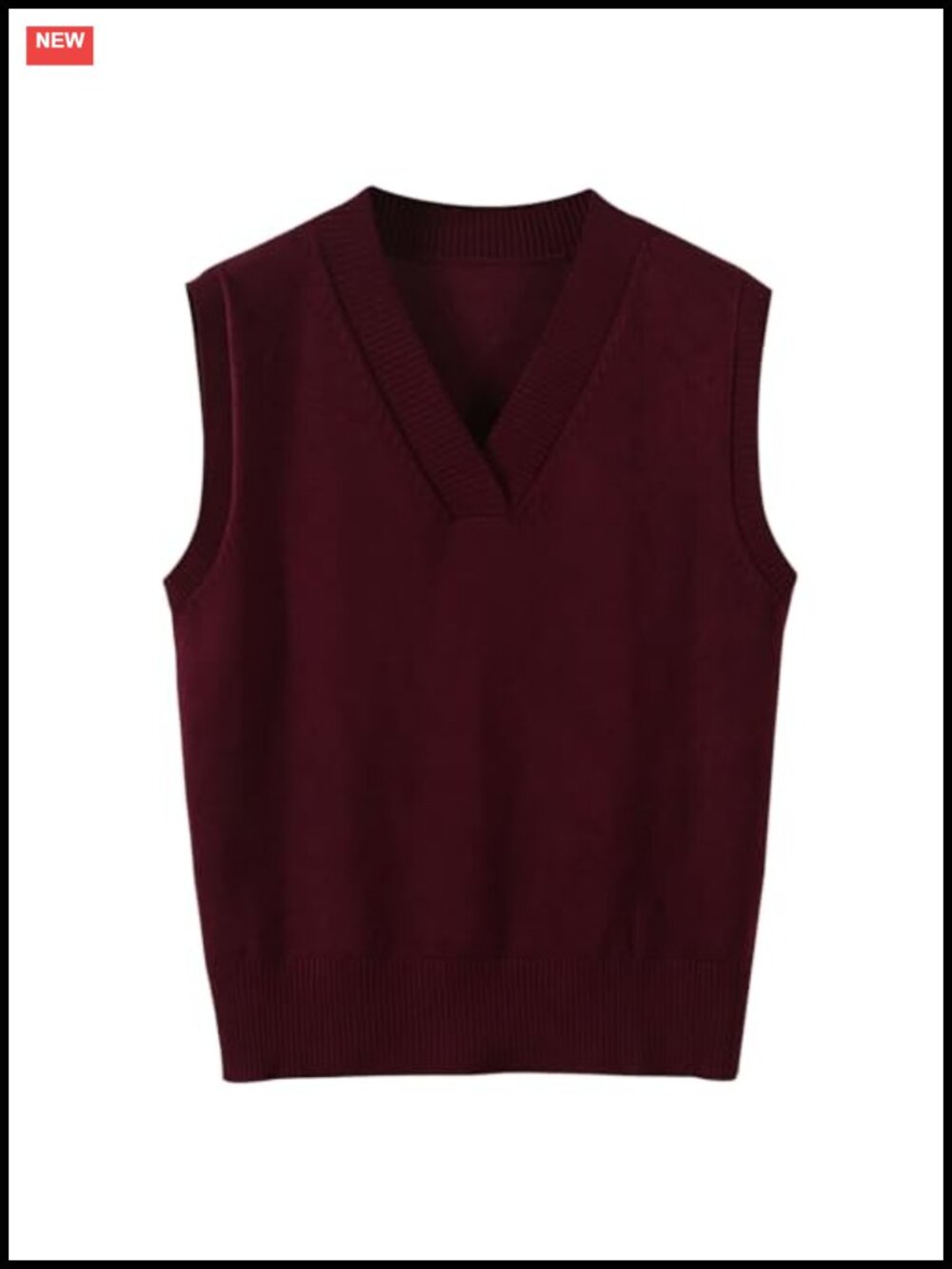 V Neck Ribbed Knit Sweater Vest Sleeveless Pullover Tank Top
